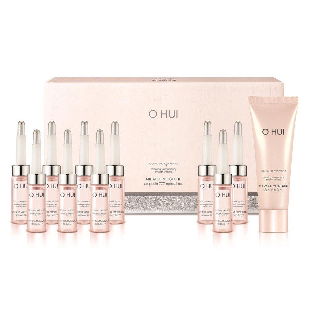O HUI - Miracle Moisture Ampoule 777 Set: Ampoule 777 7ml x 10pcs + Cleansing Foam 40ml