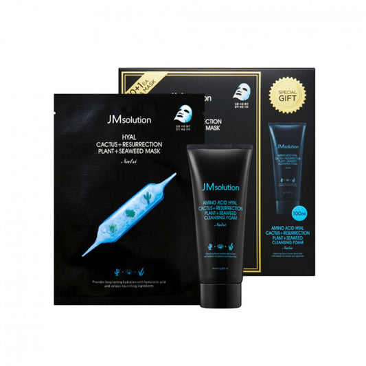 JMsolution - Hyal Cactus+Resurrection Plant+Seaweed Mask & Cleansing Foam Special Set - 2items